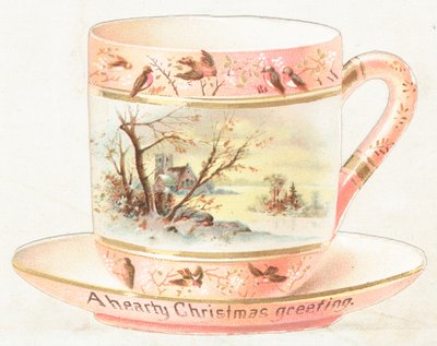 Cup and Saucer with Snow Scene by English School
