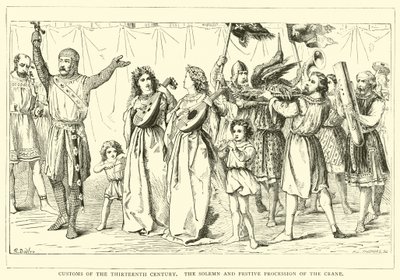 Customs of the thirteenth century, the solemn and festive procession of the Crane by English School