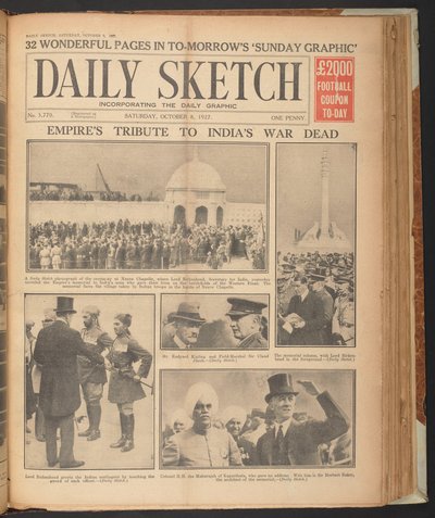 Daily Sketch, showing Rudyard Kipling at Neuve Chapelle, October 8 by English School