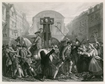 Daniel Defoe in the pillory by English School