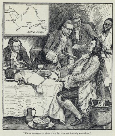 Davies threatened to shoot if the fort were not instantly surrendered by English School