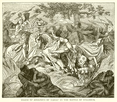 Death of Adolphus of Nassau in the Battle of Gollheim by English School