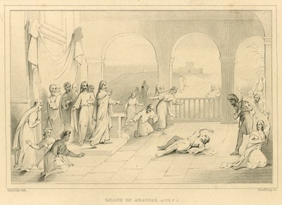 Death of Ananias, Acts V, 5 by English School