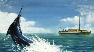 Deep-Sea Fisherman Hook a Swordfish by English School