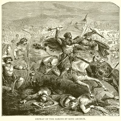 Defeat of the Saxons by King Arthur by English School