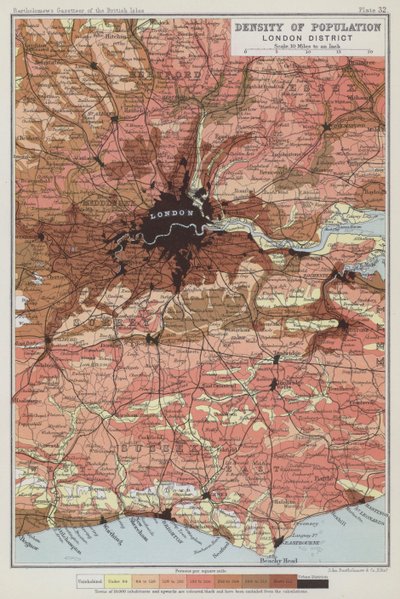 Density of Population, London District by English School