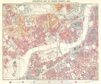 Descriptive map of London poverty, 1889 by English School