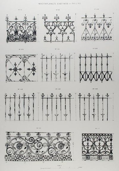 Designs for cast-iron railings, from 