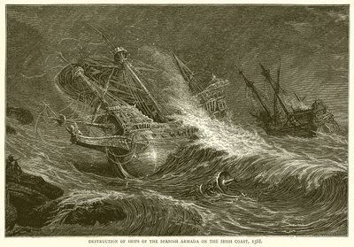 Destruction of Ships of the Spanish Armada on the Irish Coast, 1588 by English School