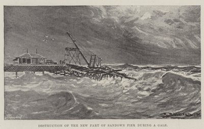 Destruction of the New Part of Sandown Pier during a Gale by English School