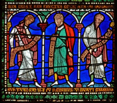 Detail from one of the Bible Windows depicting Virginity, Continence and Marriage by English School