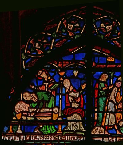 Miracle Window depicting St. Thomas appearing to the infant Geoffrey of Winchester (detail) by English School