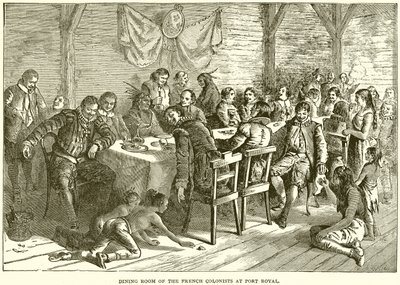 Dining Room of the French Colonists at Port Royal by English School