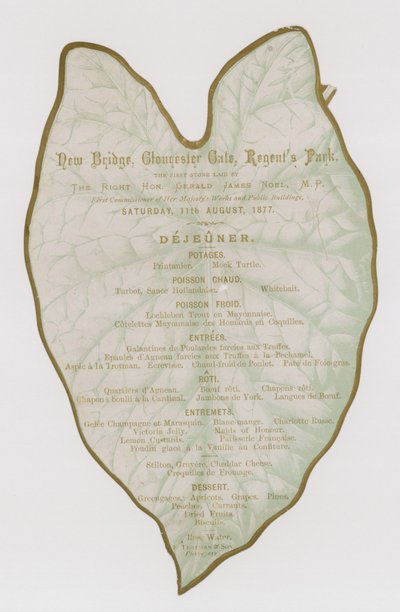 Dinner to Celebrate the Laying of the First Stone at the New Bridge, Gloucester Gate, Regents Park, London by English School