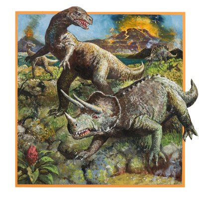 Dinosaurs with Volcano by English School