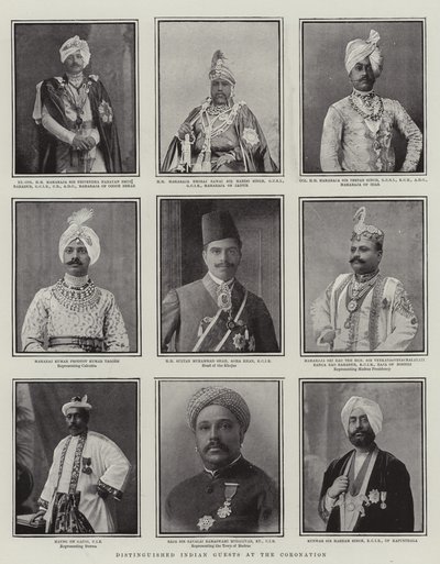 Distinguished Indian Guests at the Coronation, illustration from The Graphic, 28th June 1902 by English School