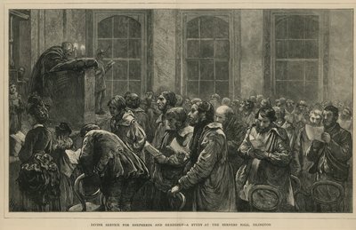 Divine service for shepherds and herdsmen - a study at the Berners Hall, Islington, London by English School