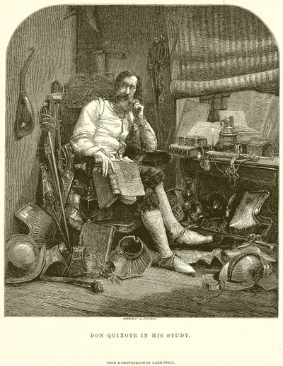 Don Quixote in his Study by English School