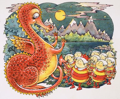 Dragon Approached by Alien Creatures by English School