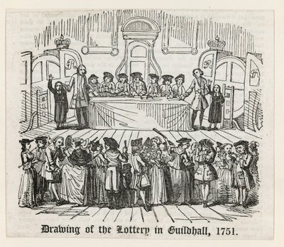 Drawing of the Lottery in Guildhall, 1751 by English School