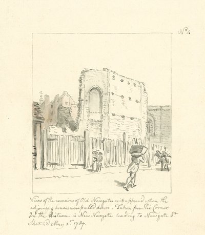 Drawing of the Remains of Old Newgate by English School