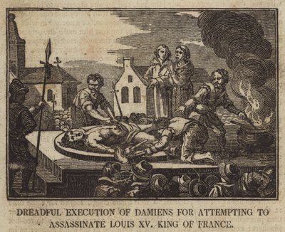 Dreadful Execution of Damiens for Attempting to Assassinate Louis XV King of France by English School