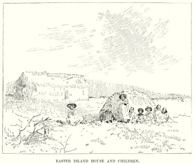 Easter Island House and Children by English School