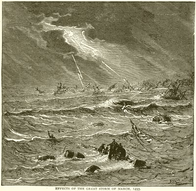 Effects of the Great Storm of March, 1493 by English School