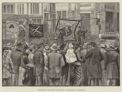 Eight-Hours Movement Procession in Melbourne, Australia by English School