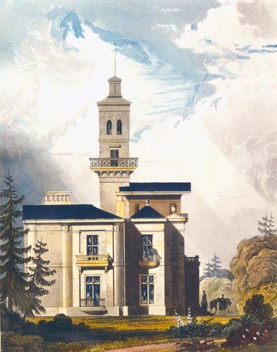 Elevation of an Italian Villa or Hunting Lodge by English School