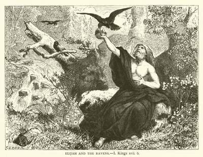 Elijah and the Ravens, I, Kings, xvii, 6 by English School