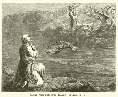 Elijah ascending into heaven, II, Kings, ii by English School