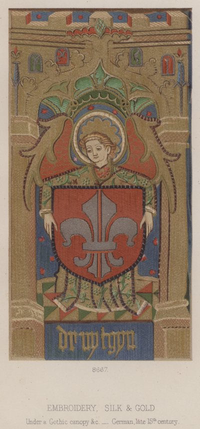 Embroidery, Silk and Gold, Under a Gothic Canopy, German, Late 15th Century by English School