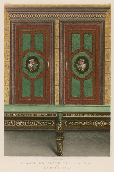 Enamelled Slate Table and Wall by English School