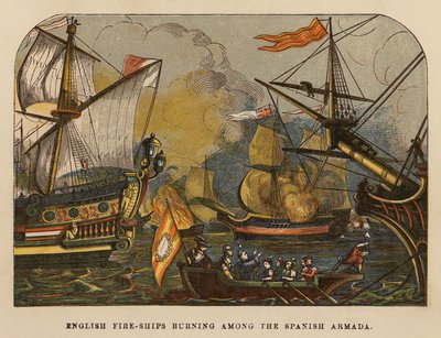English Fire-Ships Burning Among the Spanish Armada by English School