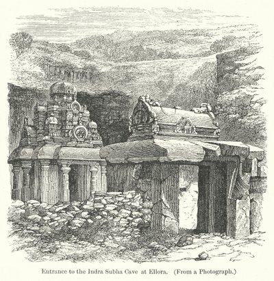 Entrance to the Indra Subha Cave at Ellora by English School