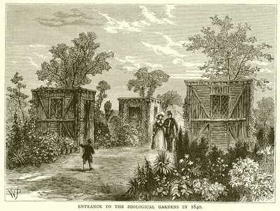 Entrance to the Zoological Gardens in 1840 by English School