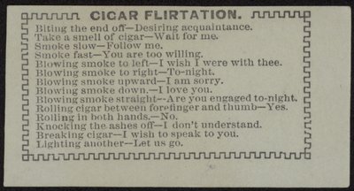 Escort Card Titled Cigar Flirtation by English School
