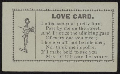 Escort Card with an Image of a Man Carrying a Top Hat by English School