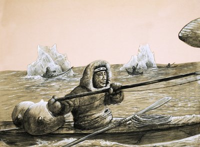 Eskimos on the Icy Sea by English School