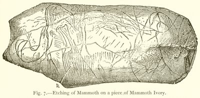 Etching of Mammoth on a Piece of Mammoth Ivory by English School