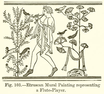 Etruscan Mural Painting Representing a Flute-Player by English School