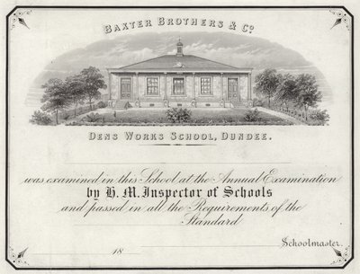 Examination Certificate from Dens Works School by English School