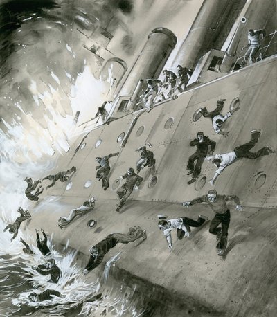Explosion of HMS Natal in 1915 by English School