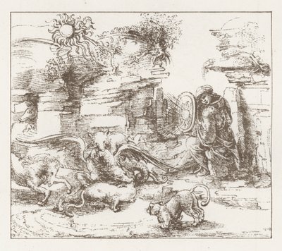 Facsimile of a Study by Leonardo da Vinci by English School
