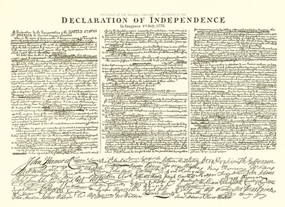 Facsimile of the Original Draft by Thomas Jefferson of the Declaration of Independence in Congress 4th July, 1776 by English School