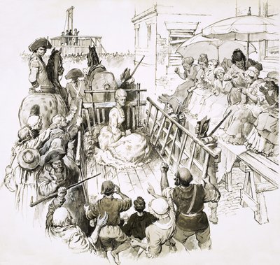 Famous Prisoners: Marie Antoinette on her way to the guillotine by English School