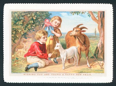 Feeding goats by English School