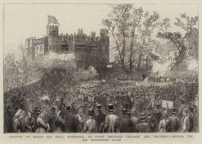 Festival at Heath Old Hall, Wakefield, to Seven Thousand Children and Teachers, singing the Old Hundredth Psalm (engraving) by English School
