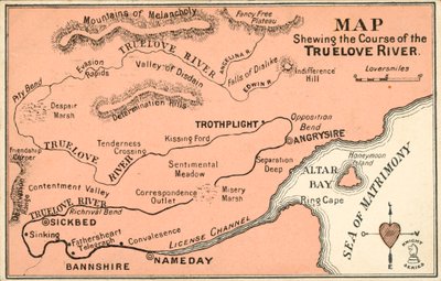 Fictional map charting the course of the river TrueLove by English School